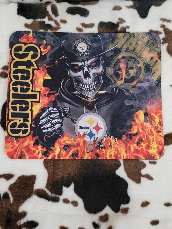 Steelers Football Skull Flames Non Slip Custom Mouse Pad - Picture 1 of 7